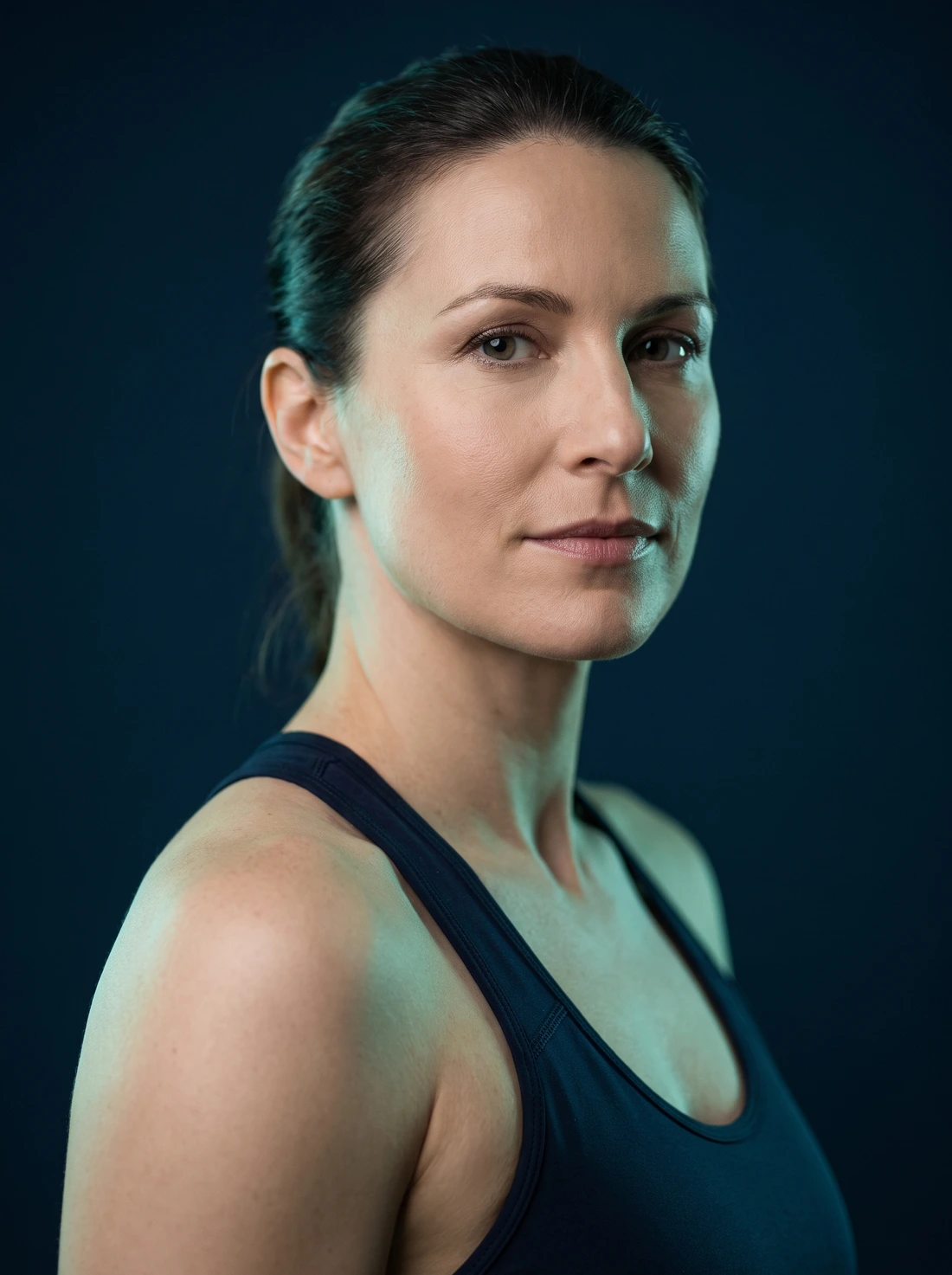 Vitalna ženska v temnem studiu